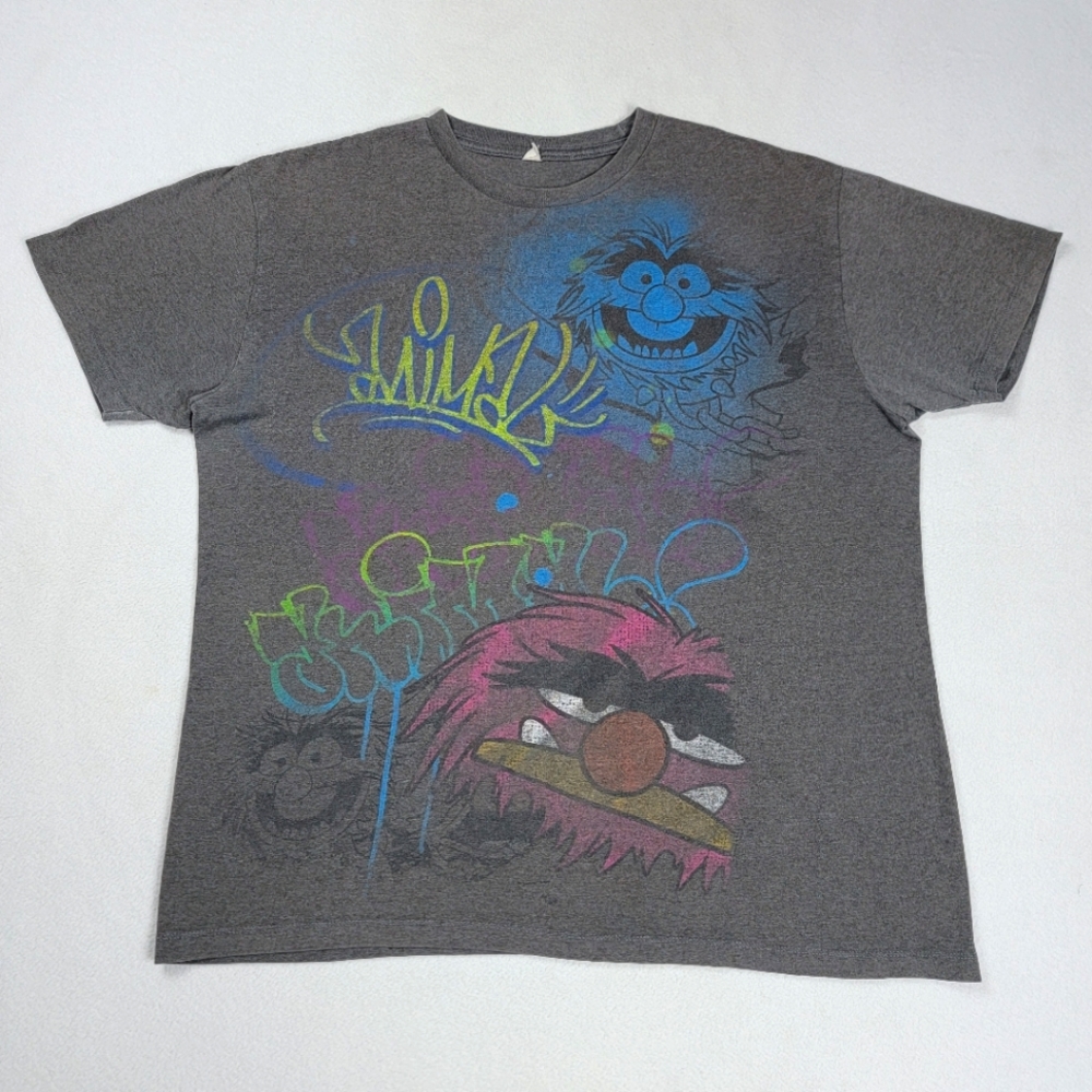 Vintage Animal T-Shirt Men's XL Gray Faded Short Sleeve The Muppet Show